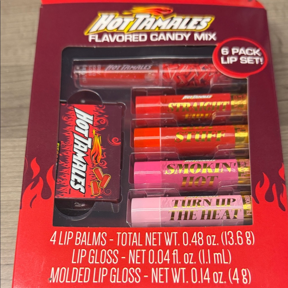 Flavored Candy Mix Lip Balm and Gloss Set - Red and Pink